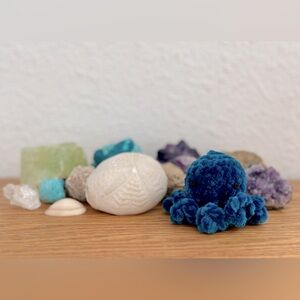 Keychain Mini Velvet Teal Octopus Plushie Handmade Crochet